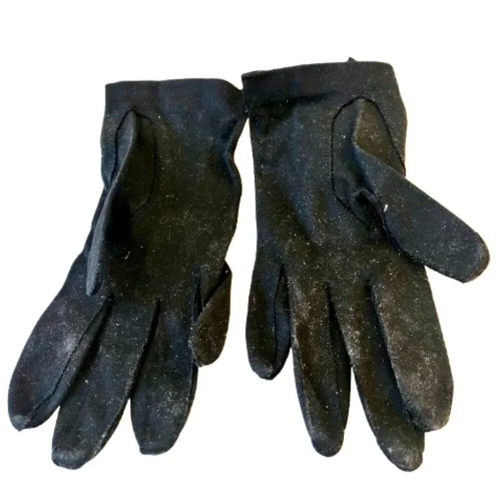 Vintage Womens Pair of Hand Gloves Black Fabric with Zipper size 6